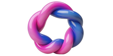 Abstract Pink and Blue Intertwined 3D Shapes Modern Geometric Design Element