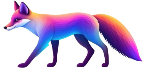 Vibrant Rainbow Fox Illustration Colorful Animal Design Gradient Fur Digital Art