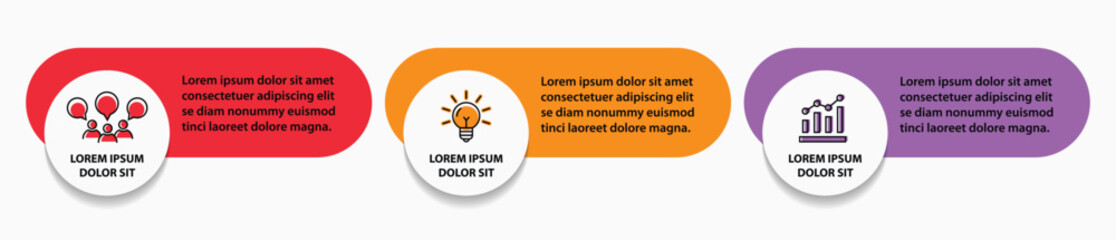 3 steps infographic template with 3 options. Flowchart that can be used for business report, data visualization and presentation. Timeline infographic elements vector illustration.