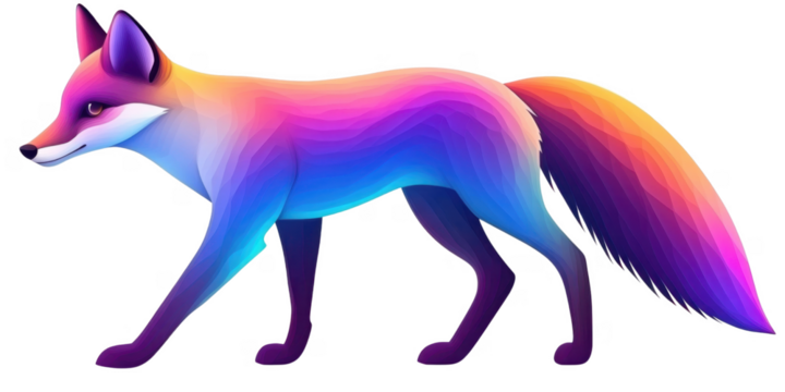 Vibrant Rainbow Fox Illustration Colorful Animal Design Gradient Fur Digital Art