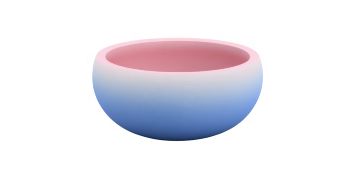 Pastel Pink and Blue Gradient Ceramic Bowl Empty Modern Dishware Studio Shot