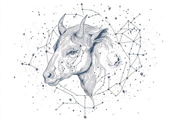 Minimalist line drawings constellations and zodiac signs.