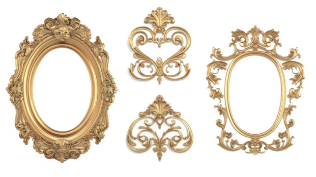 Elegant Gold Baroque Frames & Scrolls Generative AI
