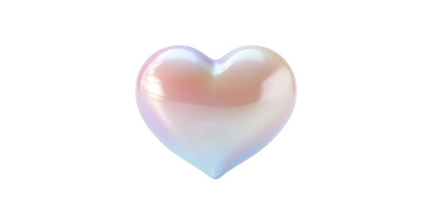 Iridescent Pearl Heart Shape Romantic Love Symbol Shiny 3D Render