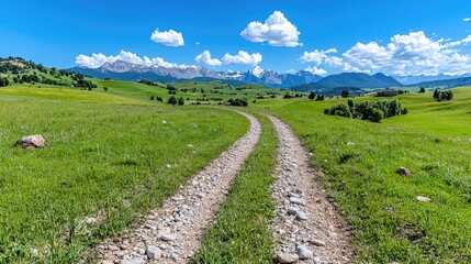 Obraz premium Mountain valley road, summer landscape, scenic view, travel destination