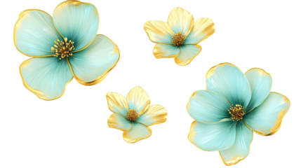 Blue and Gold Flower Wallpaper Collection Generative AI