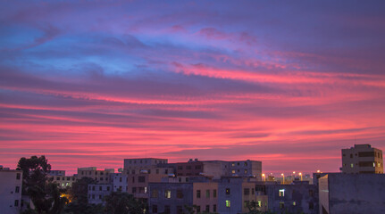 sunset over the city