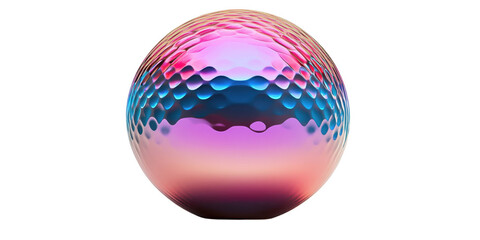 Abstract iridescent sphere vibrant pink blue and purple textured surface 3D render digital art