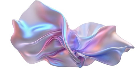 Abstract iridescent fabric flowing silk textile pastel colors 3D render dynamic drape