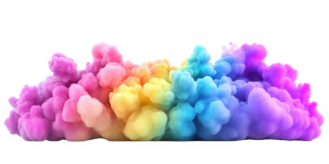 Vibrant Rainbow Colored Smoke Cloud Abstract Background Digital Art Colorful Puffs