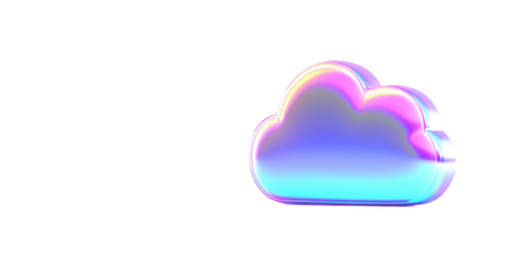Holographic Cloud Icon Iridescent 3D Render Pastel Rainbow Colors Digital Art Cloud Computing Symbol