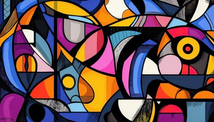 Abstract line designs by urban graffiti and street art.