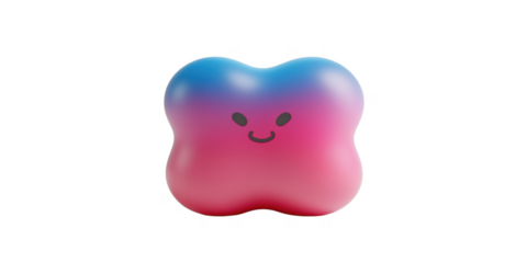 Adorable 3D Render of a Happy Pink and Blue Gradient Blob Character