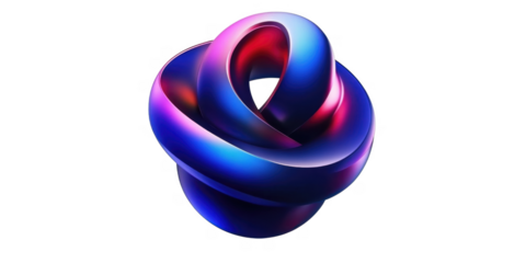 Abstract 3D Render Intertwined Blue and Red Glossy Rings Modern Technology Design