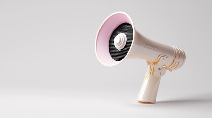 Pink & white megaphone announcement;  studio shot;  blank background;  marketing concept