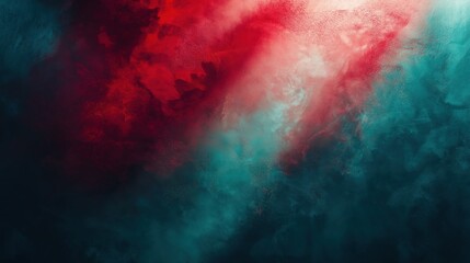 Fototapeta premium Abstract blend of teal and red hues with dramatic textured gradients