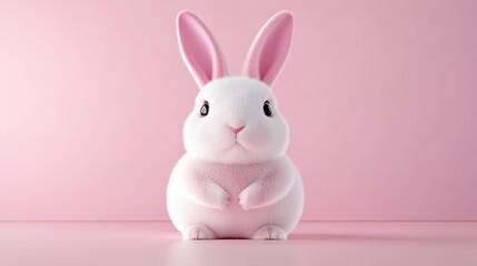 Cute pink anthropomorphic bunnies display charming styles on a runway against a pastel background in an augmented reality setting