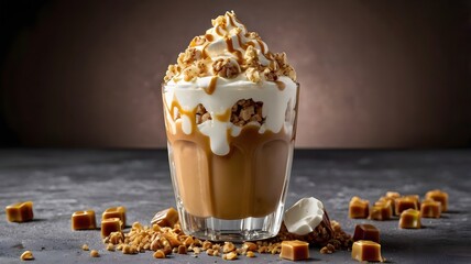 Delicious ice cream with topping