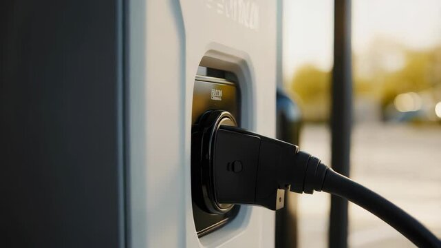 Electric vehicle charging connection sequence highlighting sustainable technology