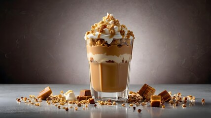 Delicious ice cream with topping
