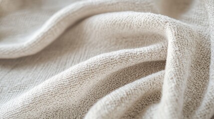 Soft beige fabric texture with gentle folds and natural material detail