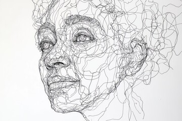 Continuous line portraits famous historical figures.