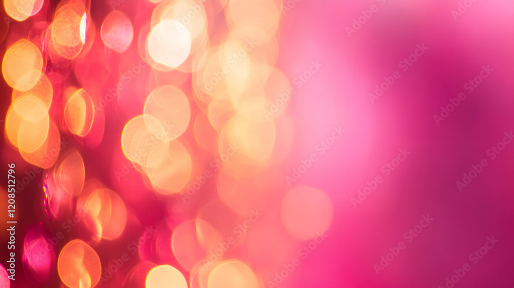 Poster Romantic pink and orange bokeh lights creating a blurred background, perfect for Valentine's Day projects