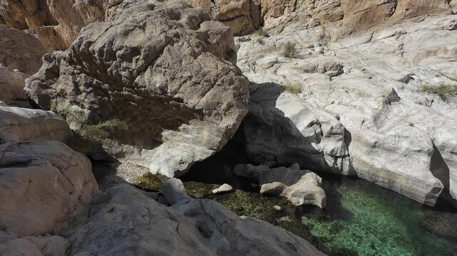 The beautiful mountain scenery of Wadi Bani Khalid in Oman
