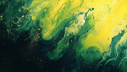 Abstract Green And Yellow Swirling Paint Texture