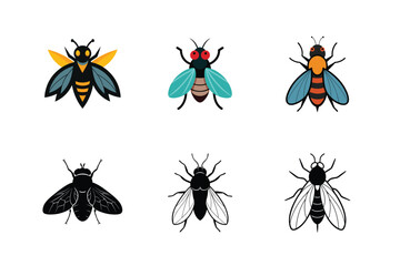 6 icon set of botfly illustration vector on white background 