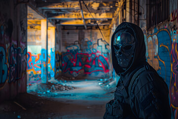 Graffiti Haven: Hushed Narratives from a Faceless Prowler Embodied in a Twilight Cityscape
