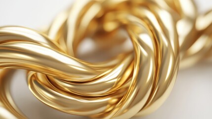 Close-up of twisted gold rope against soft white background