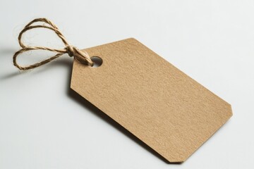 Kraft Paper Gift Tag with Jute Twine Blank, Rustic, Eco-Friendly Label for Handmade Crafts, Products, or Gifts on a white background