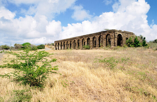 English Harbour, Antigua. Part of the Royal Artillery military fort built on Shirley Heights in 1790s by Sir Thomas Shirley