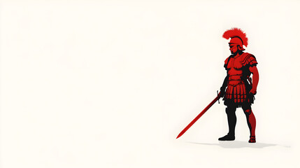 A minimalist design of a Roman legionary in full armor with a gladius sword. Roman legionary vector.


