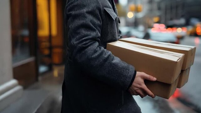 mand holding shipping boxex 