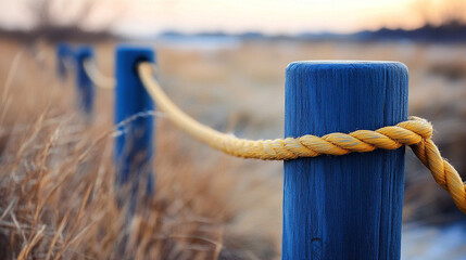 A modern blurred sideline with an empty rope, symbolizing isolation, potential, and waiting for action or direction, leaving space for new opportunities and interpretations of chaos

