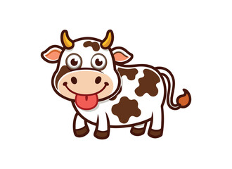 Adorable Cartoon Cow Illustration with Cute Expression