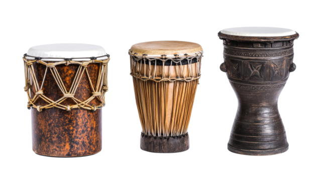 Unique Bongo Drums Collection on Transparent Backdrop Generative AI