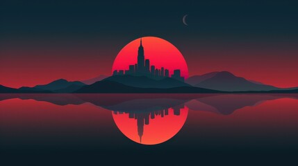 Experience a vivid dreamscape of a bustling metropolis, where neon colors breathe life into the skylines surreal charm.