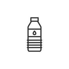 Minimalist line art of a plastic water bottle icon on white background