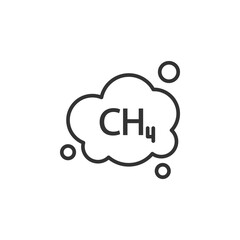 Methane gas icon in cloud shape signifying environmental and chemical concepts
