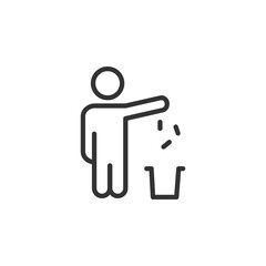 Minimalist icon of person disposing trash properly in bin