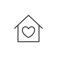 Minimalistic house icon with heart symbolizing home and love