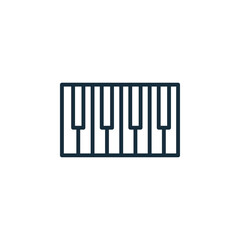 Minimalist piano keys icon on white background for music design