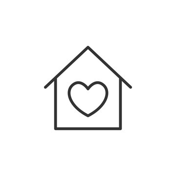 Minimalistic house icon with heart symbolizing home and love