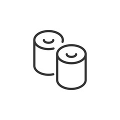 Minimalist black and white icon of two simplified batteries with minimal outlines