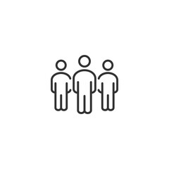 Minimalist icon of three people in line art style for social connection concepts