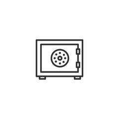 Secure vault line icon - safe storage and protection concept illustration