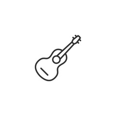 Minimalist acoustic guitar icon in black outline on white background